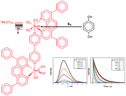 Graphical abstract: Mono- and di-nuclear Re(i) complexes and the role of protonable nitrogen atoms in quenching emission by hydroquinone