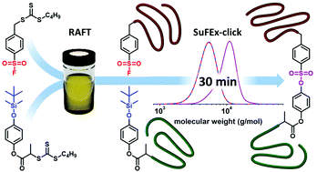 Graphical abstract: SuFEx – a selectively triggered chemistry for fast, efficient and equimolar polymer–polymer coupling reactions