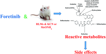 Graphical abstract: LC-MS/MS reveals the formation of aldehydes and iminium reactive intermediates in foretinib metabolism: phase I metabolic profiling