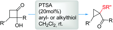 Graphical abstract: Acid-catalyzed synthesis of functionalized arylthio cyclopropane carbaldehydes and ketones