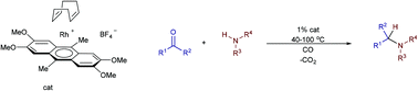 Graphical abstract: Anthracene–rhodium complexes with metal coordination at the central ring – a new class of catalysts for reductive amination