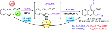 Graphical abstract: First synthesis of novel 2,4-bis((E)-styryl)quinoline-3-carboxylate derivatives and their antitumor activity