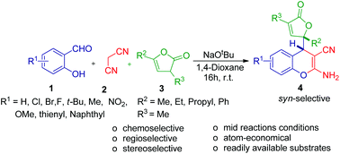 Graphical abstract: Diastereoselective multi-component tandem condensation: synthesis of 2-amino-4-(2-furanone)-4H-chromene-3-carbonitriles