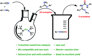 Graphical abstract: Calcium mediated efficient synthesis of N-arylamidines from organic nitriles and amines