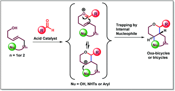 Graphical abstract: Tandem Prins cyclizations for the construction of oxygen containing heterocycles