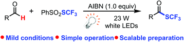 Graphical abstract: Synthesis of trifluoromethylthioesters from aldehydes via a visible light-promoted radical process