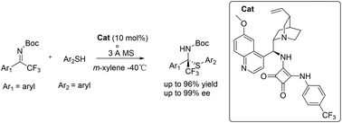 Graphical abstract: Enantioselective addition of thiols to trifluoromethyl ketimines: synthesis of N,S-ketals
