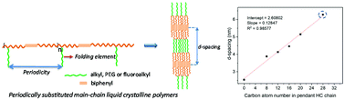 Graphical abstract: Main-chain liquid crystalline polymers bearing periodically grafted folding elements