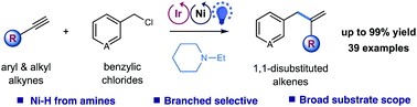 Graphical abstract: Reductive hydrobenzylation of terminal alkynes via photoredox and nickel dual catalysis