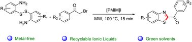 Graphical abstract: Sustainable preparation of 2-acylbenzothiazoles under the cooperation of ionic liquids and microwave irradiation