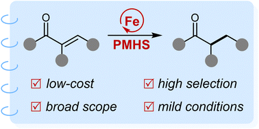 Graphical abstract: Highly efficient iron-catalyzed conjugate reduction of α,β-unsaturated ketones with polymethylhydrosiloxane
