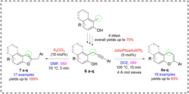 Graphical abstract: Investigating chemical diversity: o-propargylphenols as key compounds in the divergent synthesis of 2-substituted benzofurans and chromenes