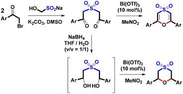 Graphical abstract: Construction of diaryl oxacyclic sulfones via Bi(OTf)3-catalyzed intramolecular cyclocondensation of 1,3-diaroylsulfones