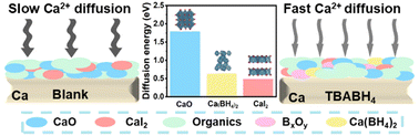 Graphical abstract: A new interphase enabled by CaI2 and Ca(BH4)2 for reversible calcium metal anodes