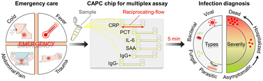 Graphical abstract: A multi-channel chip enabled synchronized reciprocating-flow of fluid for rapid, simultaneous, multiplex detection of inflammatory markers
