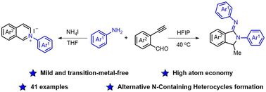 Graphical abstract: Mild and efficient construction of nitrogen-containing heterocycles from ortho-ethynylbenzaldehydes and anilines
