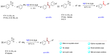 Graphical abstract: Green synthesis of aryl amides via recyclable Et3N/H2O-promoted C–Cl activation in water