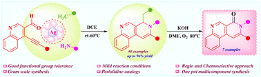 Graphical abstract: Silver-catalyzed synthesis of polyfunctionalized 1,7- and 2,7-benzonaphthyridine scaffolds and access to perlolidine derivatives