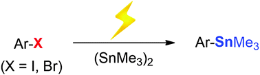 Graphical abstract: Synthesis of aryl trimethylstannanes from aryl halides: an efficient photochemical method