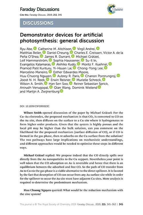 Demonstrator devices for artificial photosynthesis: general discussion