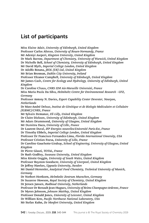 List of participants