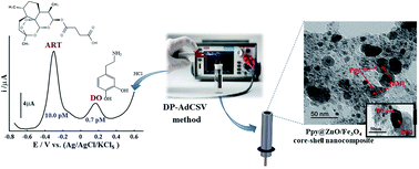 Graphical abstract: Synthesis and validation of ultrasensitive stripping voltammetric sensor based on polypyrrole@ZnO/Fe3O4 core–shell nanostructure for picomolar detection of artesunate and dopamine drugs