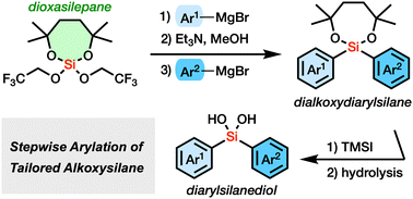 Graphical abstract: Synthesis of unsymmetrical dialkoxydiarylsilanes and diarylsilanediols from tetraalkoxysilane having a dioxasilepane unit