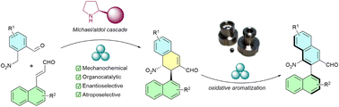 Graphical abstract: Atroposelective organocatalytic synthesis of 1,2′-binaphthalene-3′-carbaldehydes under mechanochemical conditions