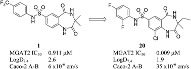 Graphical abstract: Achieving improved permeability by hydrogen bond donor modulation in a series of MGAT2 inhibitors