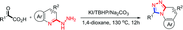 Graphical abstract: KI-catalyzed oxidative cyclization of α-keto acids and 2-hydrazinopyridines: efficient one-pot synthesis of 1,2,4-triazolo[4,3-a]pyridines