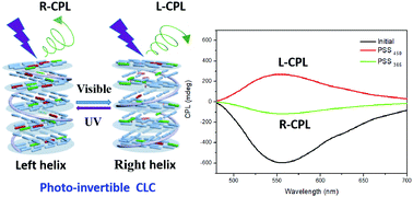 Graphical abstract: Reversible chirality inversion of circularly polarized luminescence in a photo-invertible helical cholesteric superstructure