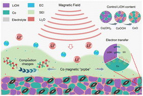 Graphical abstract: Revealing the effect of LiOH on forming a SEI using a Co magnetic “probe”