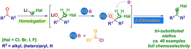 Graphical abstract: Chemoselective homologative preparation of trisubstituted alkenyl halides from carbonyls and carbenoids