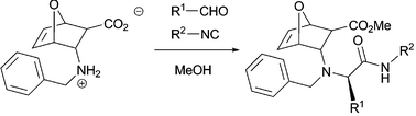 Graphical abstract: Development of a stereoselective Ugi reaction starting from an oxanorbornene β-amino acid derivative