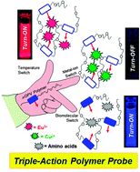 Graphical abstract: Triple action polymer probe: carboxylic distilbene fluorescent polymer chemosensor for temperature, metal-ions and biomolecules