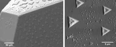 Graphical abstract: {100} → {111} morphological change in KCl crystals grown from Pb2+-doped aqueous solutions