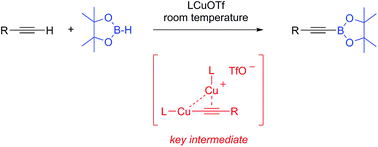 Graphical abstract: Copper-catalyzed dehydrogenative borylation of terminal alkynes with pinacolborane
