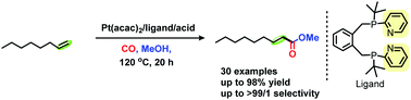 Graphical abstract: A general platinum-catalyzed alkoxycarbonylation of olefins