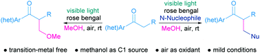 Graphical abstract: Visible-light-promoted α-methoxymethylation and aminomethylation of ketones with methanol as the C1 source