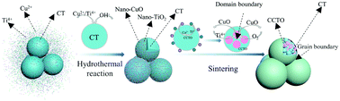 Graphical abstract: Microstructure and colossal permittivity of CaTiO3 ceramics covered with nano-sized CuO and TiO2 by the hydrothermal method