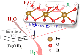 Graphical abstract: Water reduction on the facets of Fe(OH)2: an experimental and DFT study