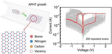 Graphical abstract: Introduction of defects in hexagonal boron nitride for vacancy-based 2D memristors