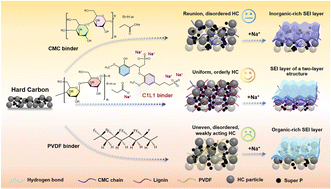 Graphical abstract: Green biomass: the impact of high-adhesion and well-dispersed binders on the sodium storage performance and interfacial interaction of hard carbon anodes