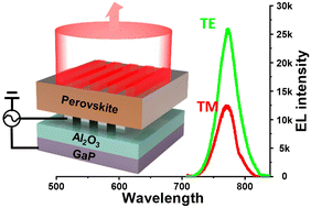 Graphical abstract: A linearly polarized AC-driven perovskite light emitting device with nanoscale metal contact