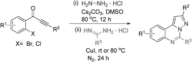Graphical abstract: Easy and efficient one-pot synthesis of pyrazolo[1,5-c]quinazolines under mild copper-catalyzed conditions
