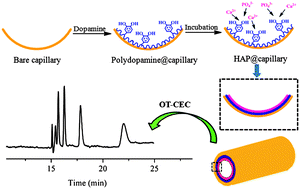 Graphical abstract: Mussel-inspired polydopamine-assisted hydroxyapatite as the stationary phase for capillary electrochromatography