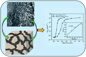 Graphical abstract: An approach to reduce the percolation threshold of MWCNT in ABS/MWCNT nanocomposites through selective distribution of CNT in ABS matrix