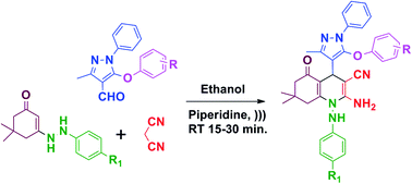 Graphical abstract: Green synthesis and pharmacological screening of polyhydroquinoline derivatives bearing a fluorinated 5-aryloxypyrazole nucleus