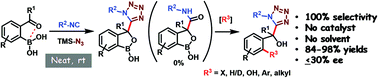 Graphical abstract: Sustainable Passerini-tetrazole three component reaction (PT-3CR): selective synthesis of oxaborol-tetrazoles