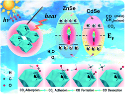 Graphical abstract: ZIF-derived frame-in-cage hybrids of ZnSe–CdSe embedded within a N-doped carbon matrix for efficient photothermal conversion of CO2 into fuel